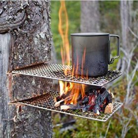Outdoor Camping Pot Rack Square 304 Stainless Steel Barbecue Mesh Simple Firewood Stove Barbecue Rack