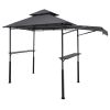 8'x5' BBQ Grill Gazebo Canopy Shelter Tent with Shelf & Awning Double-Tiered Top