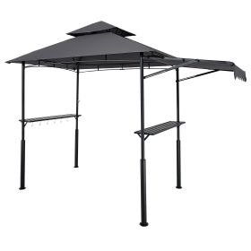 8'x5' BBQ Grill Gazebo Canopy Shelter Tent with Shelf & Awning Double-Tiered Top