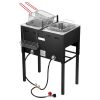 16QTx2 Outdoor Propane Deep Fryer Commercial Free Standing Cooker Two Tank