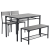 Dining Table Set for 4, Kitchen Table with 2 Chairs and a Bench, 4 Piece Kitchen Table Set for Small Space, Home Kitchen Bar Pub Apartment, Gray