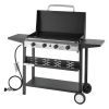 VEVOR Gas Griddle, 4-Burner Flat Top Grill, 29 inch Grill Plate Propane Griddle with Wheels, Lid, 28000 BTU Outdoor Flat Top Grills for Pan-Frying
