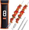Metal BBQ Skewers for Grilling-16.83" Long Flat Kebab Sticks with Push Bar, Stainless Steel 304 Shish Kabob Skewers for Camping, Set of 8 with Bag