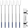 32" Heavy Duty Hot Dog Roasting Sticks for Campfire, Smores Sticks for Fire Pit Long, Marshmallows Skewers (6 Pack)