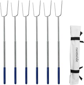 32" Heavy Duty Hot Dog Roasting Sticks for Campfire, Smores Sticks for Fire Pit Long, Marshmallows Skewers (6 Pack)