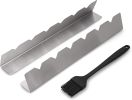 Shish Kabob Rack - Stainless Steel Elevated Holder for 6 Skewers - Prevents Skewers From Burning and Sticking to the Grill - Complete with Silicone Ba