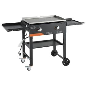 VEVOR Gas Griddle, 2-Burner Flat Top Grill, 28 inch Grill Plate Foldable Propane Griddle with Wheels, 30000 BTU Outdoor Flat Top Grills for Pan-Frying