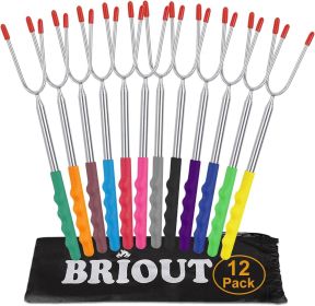 Marshmallow Roasting Sticks 12 Colors Extra Long 45'' Stainless Telescoping Hot Dog Smores Skewers Kids Safe Barbecue Forks for Campfire