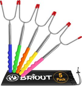 Extendable Marshmallow Roasting Sticks- Extra Long 45'' Stainless Steel Smores Sticks for Fire Pit, Smore Skewers Hot Dog Fork Campfire Accessories
