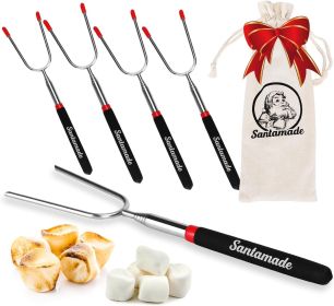 Marshmallow Roasting Sticks Set of 5 -Telescoping Long Smores Sticks for Fire Pit, Hot Dog Sticks for Campfire Grill Bonfire Party Supplies