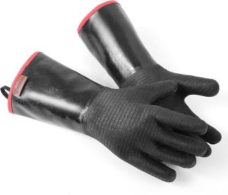 932Â°F Extreme Heat Resistant BBQ Grill Gloves â€“ Waterproof, Oil Resistant Neoprene Coating, Long Sleeve 14-Inch Cooking Gloves for Grilling, Fryer