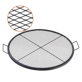 VEVOR X-Marks Fire Pit Grill Grate, Round Cooking Grate, Heavy Duty Steel Campfire BBQ Grill Grid with Handle and Support X Wire, Portable Camping Coo