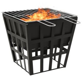 2-in-1 Fire Pit and BBQ 13.4"x13.4"x18.9" Steel
