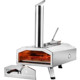 VEVOR Portable Outdoor Oven, 12-inch Pizza Oven, Pellet & Chips & Charcoal Tri-Fuel, Stainless Steel Pizza Grill, Includes Pizza Stone