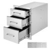 VEVOR Outdoor Kitchen Drawers 14" W x 20.3" H x 23" D, Flush Mount Triple Access BBQ Drawers Stainless Steel with Handle, BBQ Island Drawers for Outdo
