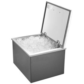 VEVOR Drop in Ice Chest, 20"L x 16"W x 13"H Stainless Steel Drop in Cooler, 44.7 Quart Commercial Ice Bin with Flip Lid for Outdoor Kitchen Patio Bar