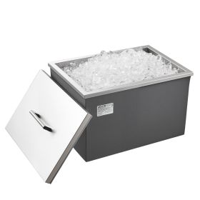 VEVOR Drop in Ice Chest, 20"L x 14"W x 12"H Stainless Steel Drop in Cooler, 31.7 Quart Commercial Ice Bin with Pot Lid for Outdoor Kitchen Patio Bar