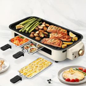 Smokeless Indoor Electric Grill with Removable Non-Stick Plate, 1500W Portable BBQ Griddle, Dishwasher Safe, Hot Pot Cooking, Kitchen Essential