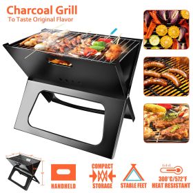 Portable Charcoal Grill - Mini BBQ Grill - Small Table Top Charcoal Grill for Camping, Outdoor Cooking - Foldable Camping Grill for Picnics, Tailgatin
