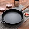 WANGYUANJI 9.8"Cast Iron Frying Pan, Non-stick Pan, Uncoated Pancake Skillet, Steak Frying Pan, with Wooden Handle, Household For All Stove, Free Stee