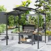 8 x 5ft Hardtop Grill Gazebo with Double Metal Roof, 2 Side Shelves and 4 Cup Holders for Patio Backyard Lawn Deck