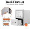 VEVOR Outdoor Kitchen Drawers 14" W x 20.3" H x 23" D, Flush Mount Triple Access BBQ Drawers Stainless Steel with Handle, BBQ Island Drawers for Outdo