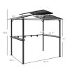 8 x 5ft Hardtop Grill Gazebo with Double Metal Roof, 2 Side Shelves and 4 Cup Holders for Patio Backyard Lawn Deck