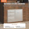 VEVOR Outdoor Kitchen Door Drawer Combo 29.5" W x 22.6" H x 21.7''D, Access Door/Triple Drawers with Propane Drawer and Adjustable Garbage Ring, Perfe