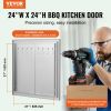 VEVOR BBQ Access Door, 24W x 24H Inch Double Outdoor Kitchen Door, Stainless Steel Flush Mount Door, Double Wall Vertical Door with Handles and Hooks