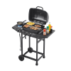2 Burner BBQ Propane Gas Grill with Side Burner 24000 BTU Output Stainless Steel Barbecue Grill with Enameled Grates and Side Tables for Outdoor Cooki