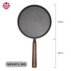 WANGYUANJI Cast Iron Pizza Pan, 10.2" Uncoated Pancake Skillet for Indoor and Outdoor, Non-Stick Skillet with Wooden Handle, Handmade Pancakes, Pizza,