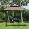 8' Patio BBQ Grill Gazebo Canopy, 2 Tier - Flame Retardant Cover, Large Storage, Stylish Utility for Outdoor Cooking