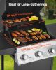 VEVOR Gas Grill, 3 Burner Propane Gas Grill with Spacious 338 SQ.In Grilling Area, Carbon Steel Enamel Grates, Outdoor 36
