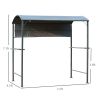 7FT Grill Gazebo BBQ Canopy with Sun Shade Panel Side Awning, 2 Exterior Serving Shelves, 5 Hooks for Patio Lawn Backyard