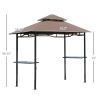 8' Patio BBQ Grill Gazebo Canopy, 2 Tier - Flame Retardant Cover, Large Storage, Stylish Utility for Outdoor Cooking