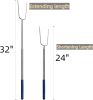 32" Heavy Duty Hot Dog Roasting Sticks for Campfire, Smores Sticks for Fire Pit Long, Marshmallows Skewers (6 Pack)