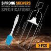 3PCS Grilling Savant 3 Way Skewers,14 Inch Metal Skewers for Grilling,Easy to Use Push Bar Slider, BBQ Accessory, Perfect for Meat,Veggies,Fruits