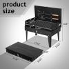 Barbecue Grill Outdoor Portable Charcoal Grill Collapsible Iron Square Charcoal Grill 17.32*10.63*8.66 inch Black