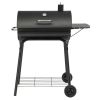 Barrel Charcoal Grill with Side Front Table, 571 Sq. In. Cooking Space, for Outdoor Backyard Patio Parties, Black