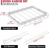 Stainless Steel BBQ Shish Kabob Set, Foldable Shish Kabob Holder with 6pcs 13"L Skewers, Reusable Grill Rack