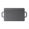 HAWOK Cast Iron Reversible Grill Rectangular Griddle 12.6x8 inch