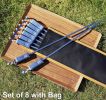 Metal BBQ Skewers for Grilling-16.83" Long Flat Kebab Sticks with Push Bar, Stainless Steel 304 Shish Kabob Skewers for Camping, Set of 8 with Bag