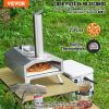 VEVOR Portable Outdoor Oven, 12-inch Pizza Oven, Pellet & Chips & Charcoal Tri-Fuel, Stainless Steel Pizza Grill, Includes Pizza Stone