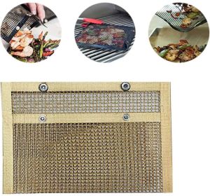 Non-Stick BBQ Mesh Grilling Bag Barbeque Grill Mesh Bag BBQ Accessories Bag (size: small, Color: Gold)