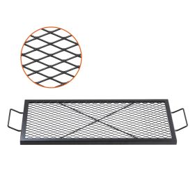 VEVOR X-Marks Fire Pit Grill Grate, Rectangle Cooking Grate, Heavy Duty Steel Campfire BBQ Grill Grid with Handle & Support X Wire, Portable Camping C (size: 32 x 15 inches)