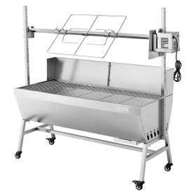VEVOR Rotisserie Grill, 38W BBQ Outdoor Pig & Lamb Spit Roaster, Charcoal Spit Roaster with 132 LBS Capacity, Wheels & 4-Level Height (Type: With Baffle, size: 46 inch)